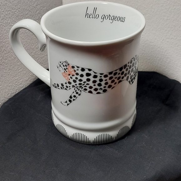 Hello Gorgeous Coffee Mug Cheetah Black & White with Pink Bow - Picture 2 of 12